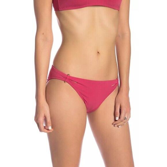 NWT ROBIN PICCONE Luca Barbell Tab Hipster Bikini‎ Bottom Pink Punch Size XS,S - Picture 1 of 9